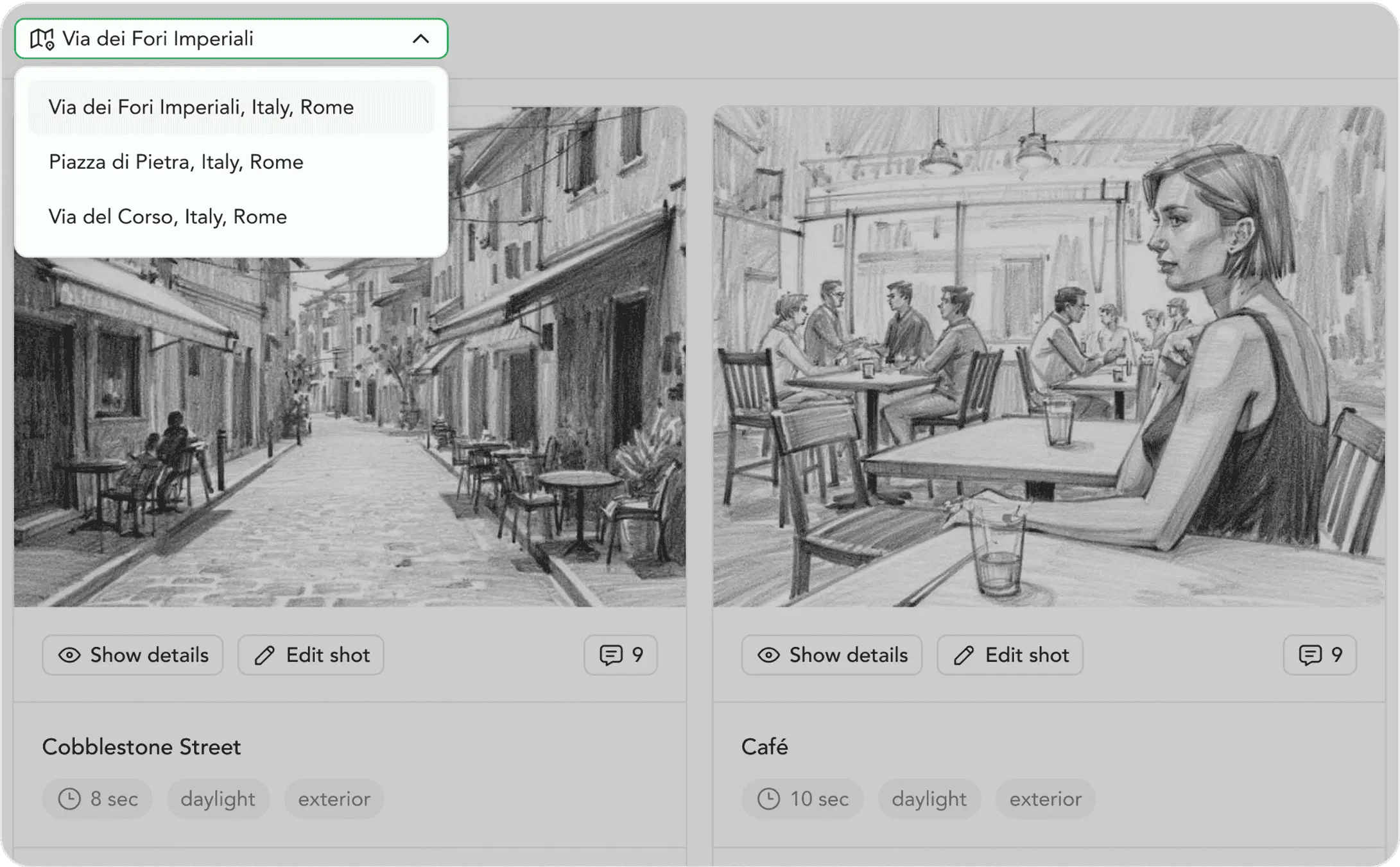 Scene-specific venue suggestions